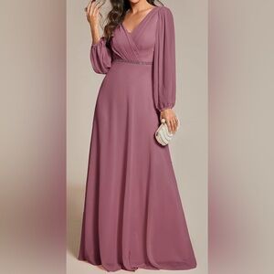 Ever Pretty - Pink Long Sleeve Gown
